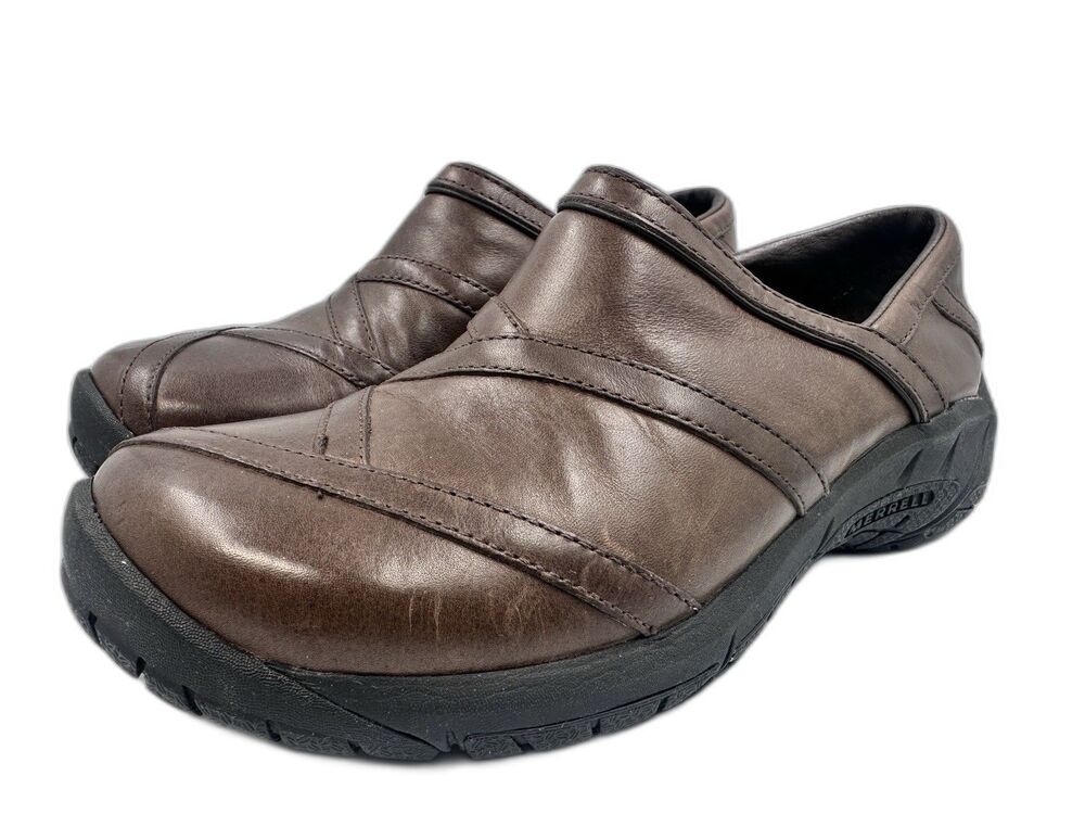 Merrell Women's Brown Leather Slip-On Shoes, Size 7 Coffee Bean